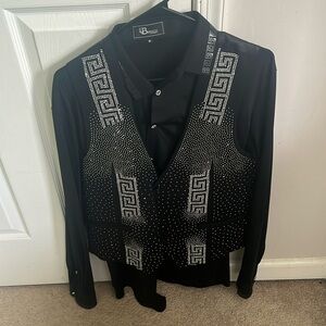 Barroco Black Shirt with Embellished Vest